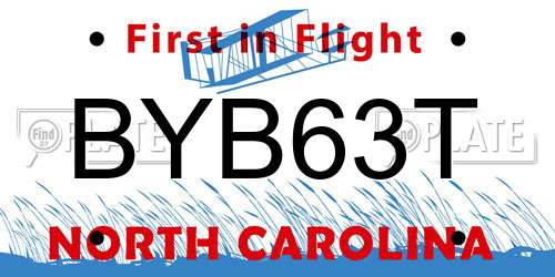 BYB63T North Carolina License Plate