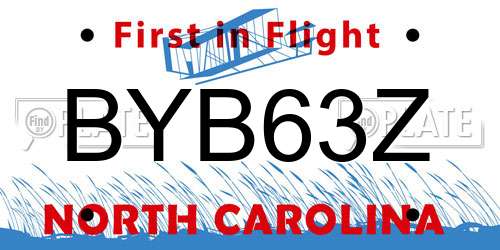 BYB63Z North Carolina License Plate