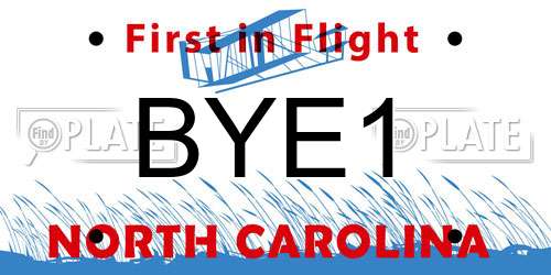 BYE1 North Carolina License Plate