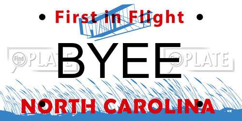 BYEE North Carolina License Plate
