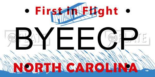 BYEECP North Carolina License Plate