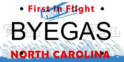 BYEGAS North Carolina License Plate