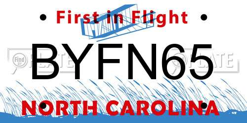 BYFN65 North Carolina License Plate