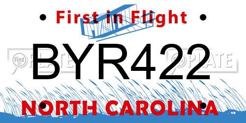 BYR422 North Carolina License Plate