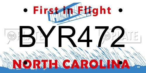 BYR472 North Carolina License Plate