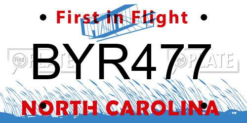BYR477 North Carolina License Plate