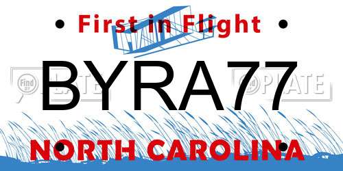 BYRA77 North Carolina License Plate