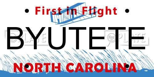 BYUTETE North Carolina License Plate