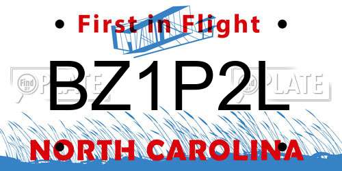 BZ1P2L North Carolina License Plate