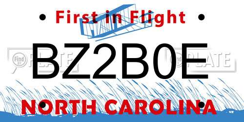 BZ2B0E North Carolina License Plate