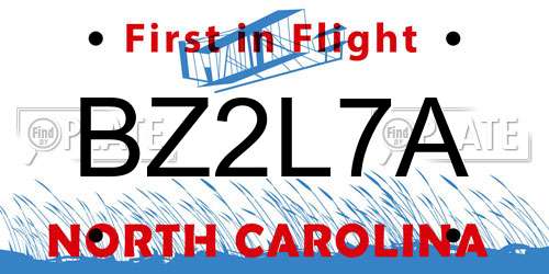 BZ2L7A North Carolina License Plate