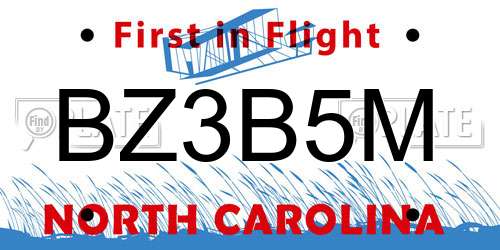 BZ3B5M North Carolina License Plate