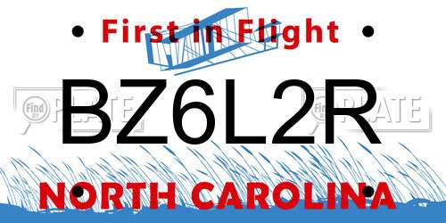 BZ6L2R North Carolina License Plate