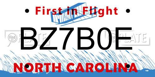 BZ7B0E North Carolina License Plate