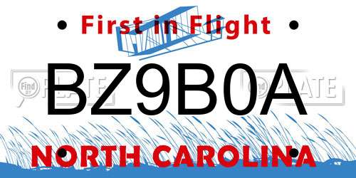 BZ9B0A North Carolina License Plate