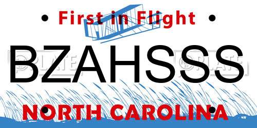 BZAHSSS North Carolina License Plate