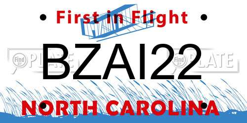 BZAI22 North Carolina License Plate