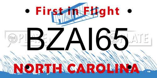 BZAI65 North Carolina License Plate