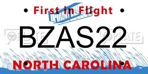 BZAS22 North Carolina License Plate