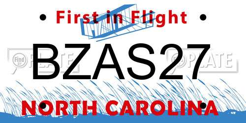 BZAS27 North Carolina License Plate