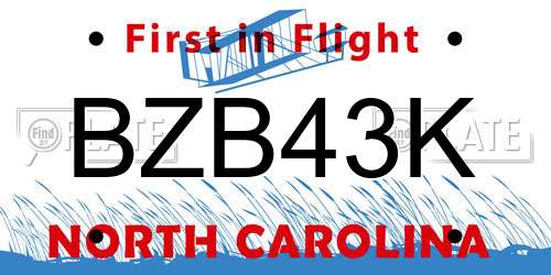 BZB43K North Carolina License Plate