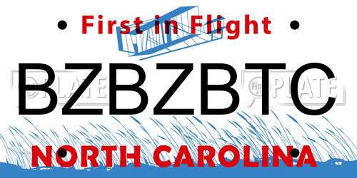 BZBZBTC North Carolina License Plate