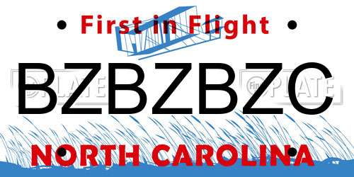 BZBZBZC North Carolina License Plate