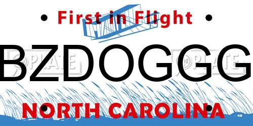 BZDOGGG North Carolina License Plate