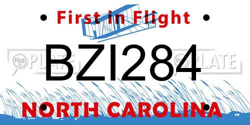 BZI284 North Carolina License Plate