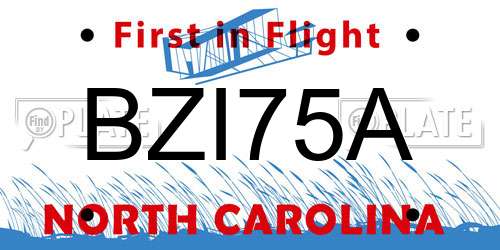 BZI75A North Carolina License Plate
