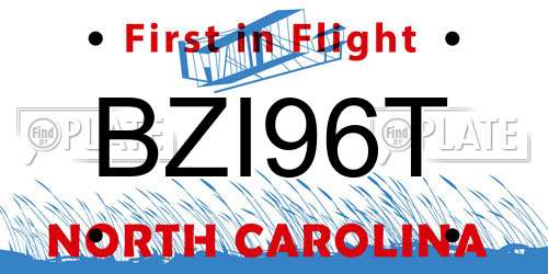 BZI96T North Carolina License Plate
