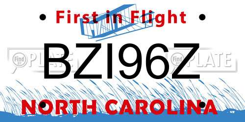 BZI96Z North Carolina License Plate