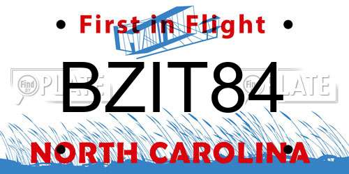 BZIT84 North Carolina License Plate