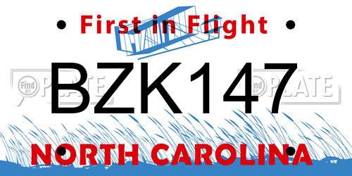 BZK147 North Carolina License Plate