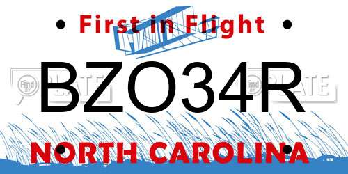 BZO34R North Carolina License Plate