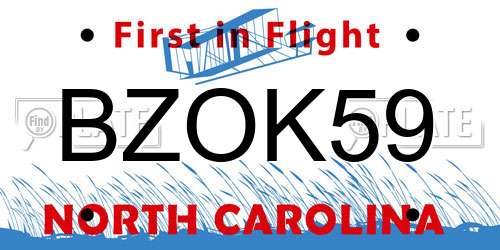BZOK59 North Carolina License Plate
