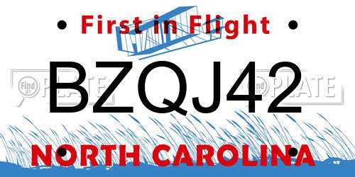 BZQJ42 North Carolina License Plate