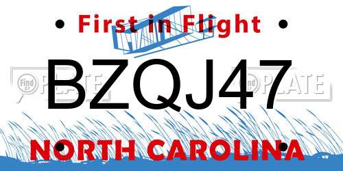 BZQJ47 North Carolina License Plate