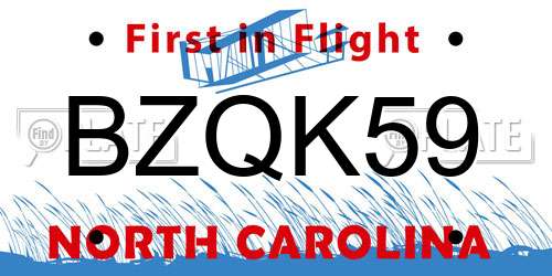 BZQK59 North Carolina License Plate