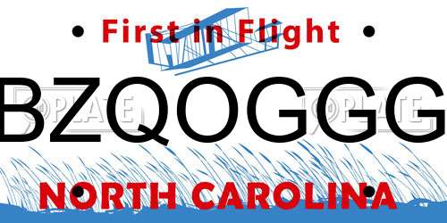 BZQOGGG North Carolina License Plate