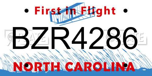 BZR4286 North Carolina License Plate