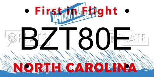 BZT80E North Carolina License Plate