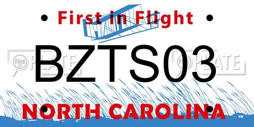 BZTS03 North Carolina License Plate