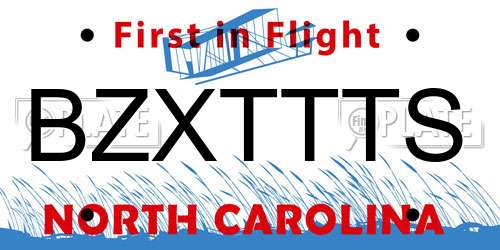 BZXTTTS North Carolina License Plate