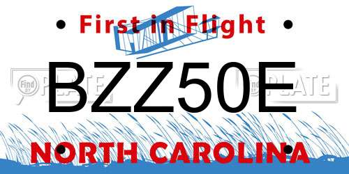BZZ50E North Carolina License Plate