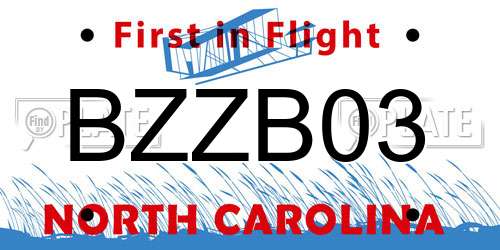 BZZB03 North Carolina License Plate