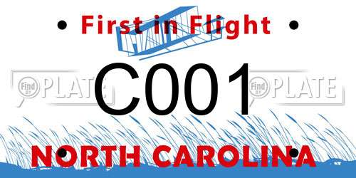 C001 North Carolina License Plate