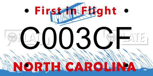C003CF North Carolina License Plate