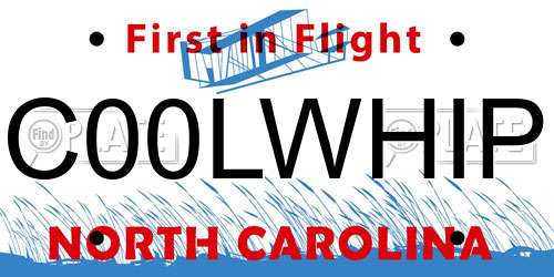 C00LWHIP North Carolina License Plate