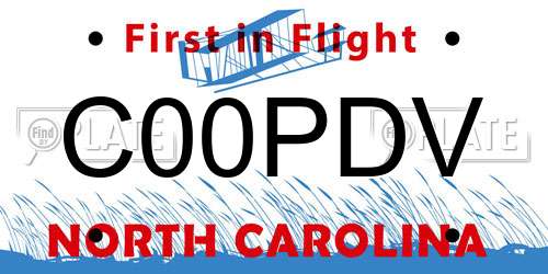 C00PDV North Carolina License Plate